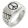 thumbnail image 1 of Stainless Steel Peace Geometric Pattern Step-Down Biker Style Polished Ring, 1 of 1