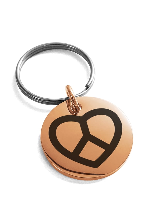 Stainless Steel Peace & Love Engraved Small Medallion Circle Charm Keychain Keyring Celtic