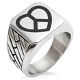 thumbnail image 1 of Tioneer Stainless Steel Peace & Love Geometric Pattern Biker Style Polished Ring, 1 of 1