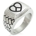 thumbnail image 1 of Stainless Steel Peace & Love Geometric Pattern Step-Down Biker Style Polished Ring, 1 of 1
