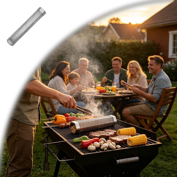 Stainless Steel Pellet Smoker Tube, High‑Efficiency BBQ Smoke Tube, Flavor Infuser for Hot & Cold Smoking, Outdoor Grilling Accessory for Backyard Steak Chicken Cooking