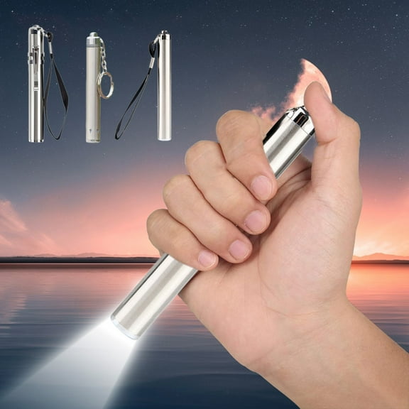 ​​Stainless Steel Pen Flashlight High Brightness LED Pocket Torch 4 Inch Mini Lightweight Waterproof Camping Outdoor Home Emergency Light​​