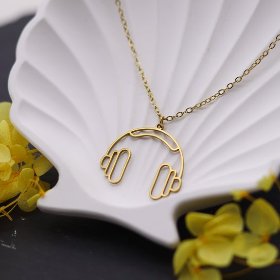 Stainless Steel Pendant Headphone Necklace Music Hip Hop Headset Chain Collar Choker For Women Men Jewelry Party Gifts