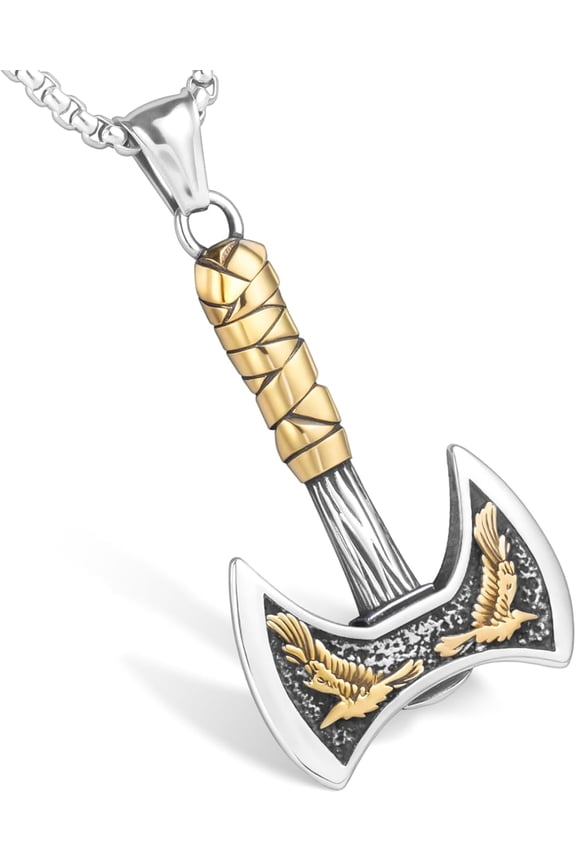 Stainless Steel Pendant Necklace Gothic Punk Rock Emo Biker Cosplay Vintage Viking Charm Necklace Jewelry for Men Women Silver