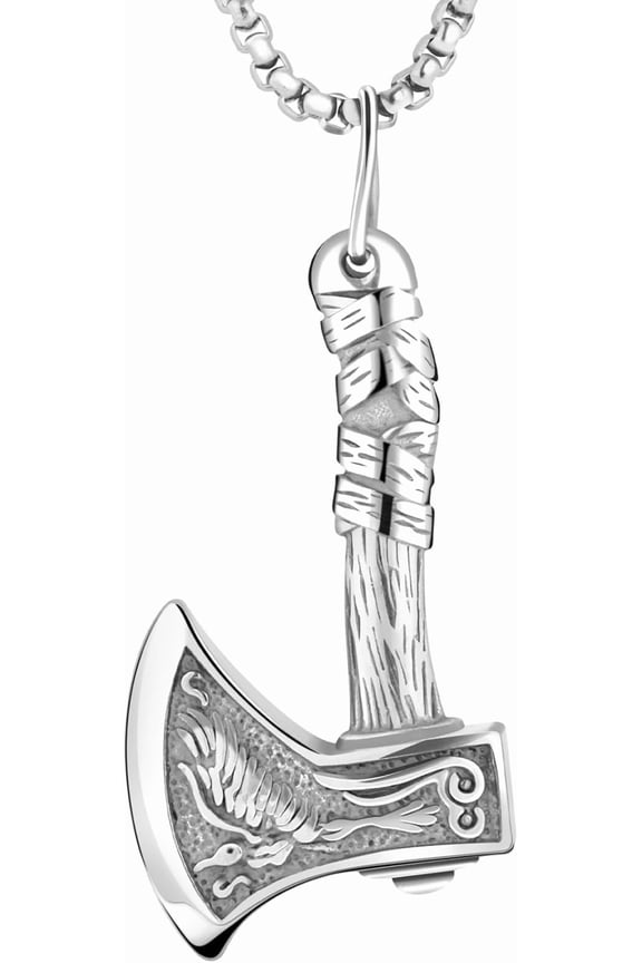 Stainless Steel Pendant Necklace Gothic Punk Rock Emo Biker Cosplay Vintage Viking Charm Necklace Jewelry for Men Women Silver