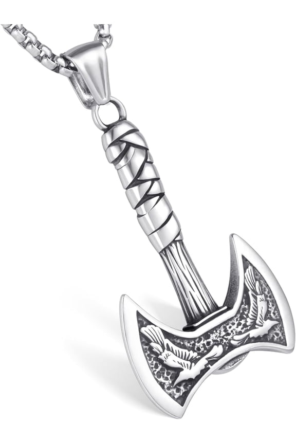 Stainless Steel Pendant Necklace Gothic Punk Rock Emo Biker Cosplay Vintage Viking Charm Necklace Jewelry for Men Women Silver