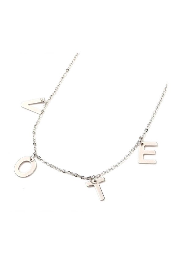 Stainless Steel Silver Box Cable Letter Elections Vote 18 Pendant Necklace Lobster Clasp Z537