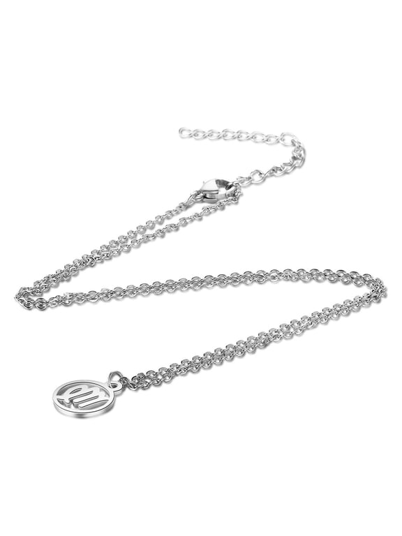 Stainless Steel Silver Virgo Zodiac Sign Pendant Necklace 16.3 Inch 2mm Cable Chain Lobster Claw Clasp Z578