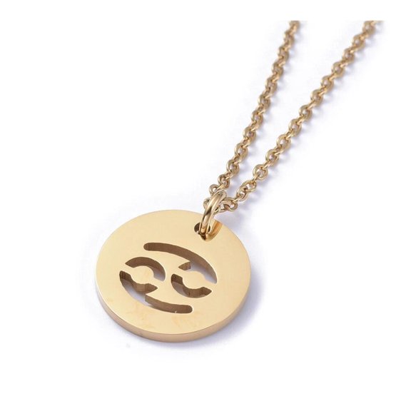 Stainless Steel Pendant Necklace Lobster Zodiac Sign Gold Silver 17.7" 2Mm Z447