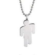 Stainless Steel Pendant Necklace, Necklace, Stainless Steel Couple Pendant Necklace, Silver, 1pc