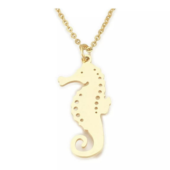 Stainless Steel Pendant Necklace Seahorse Silver 17.5 1.5Mm Silver Gold Z625