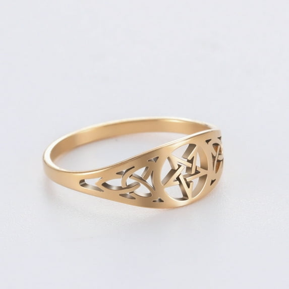 Stainless Steel Pentagram Star Ring: Retro Style Fashion Jewelry Gift for Men and Women, Individually Packaged