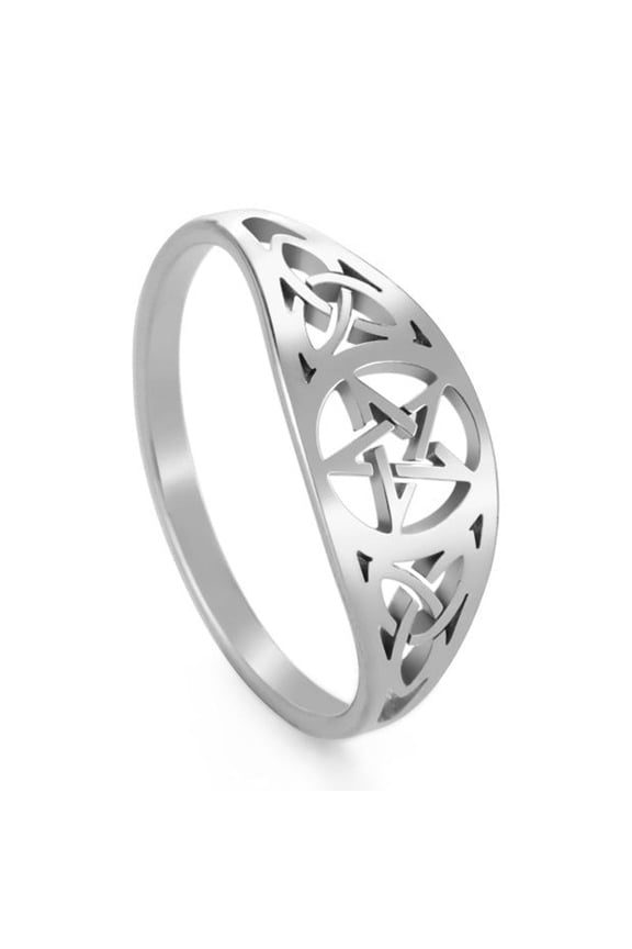 Stainless Steel Pentagram Star Ring: Retro Style Fashion Jewelry Gift for Men and Women, Individually Packaged