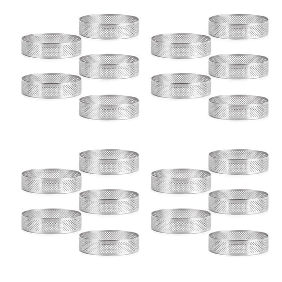 Stainless Steel Perforated Tart Ring, 20Pcs 5cm Perforated Cake Mousse Ring,DIY Round Tart Rings for Baking Dessert Ring