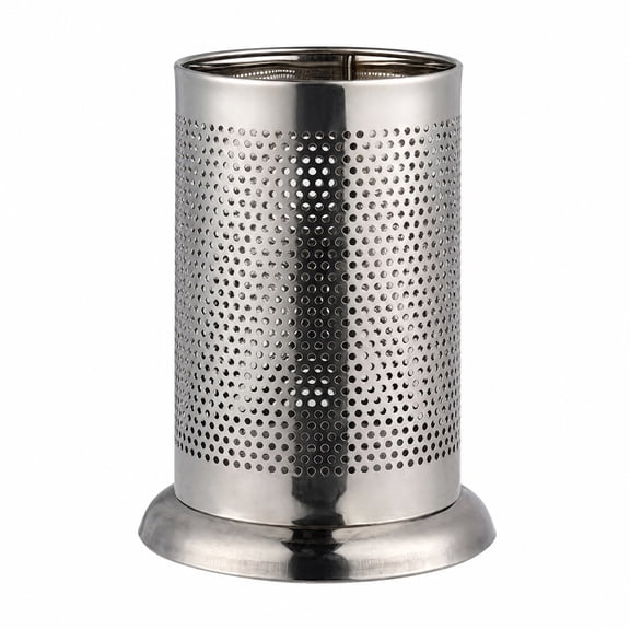Stainless Steel Perforated Utensil Holder, Anti-Slip Base Kitchen Cutlery Caddy for Countertop Storage, Silver , 2 Pack