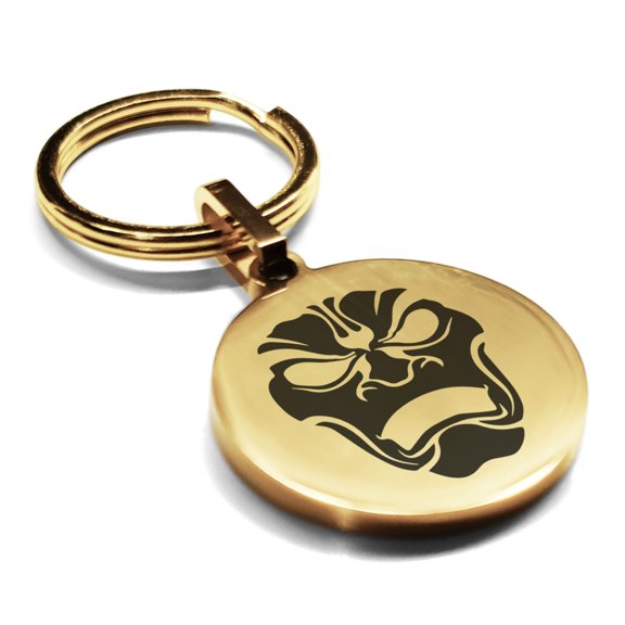 Stainless Steel Persian Immortal Warrior Champion Round Medallion Keychain Circle Ring