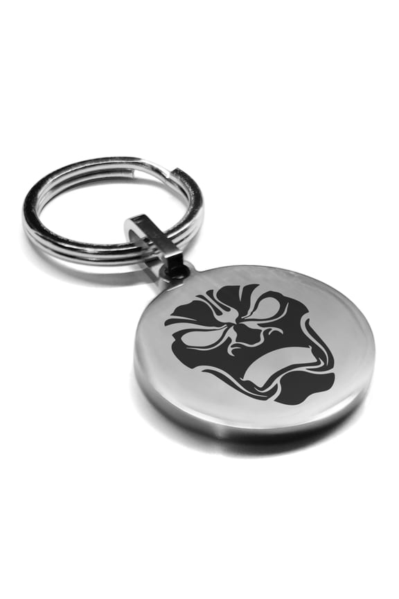 Stainless Steel Persian Immortal Warrior Champion Round Medallion Keychain Circle Ring