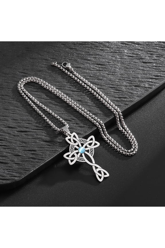Stainless Steel Personalized Celtic Knot Cross Necklace