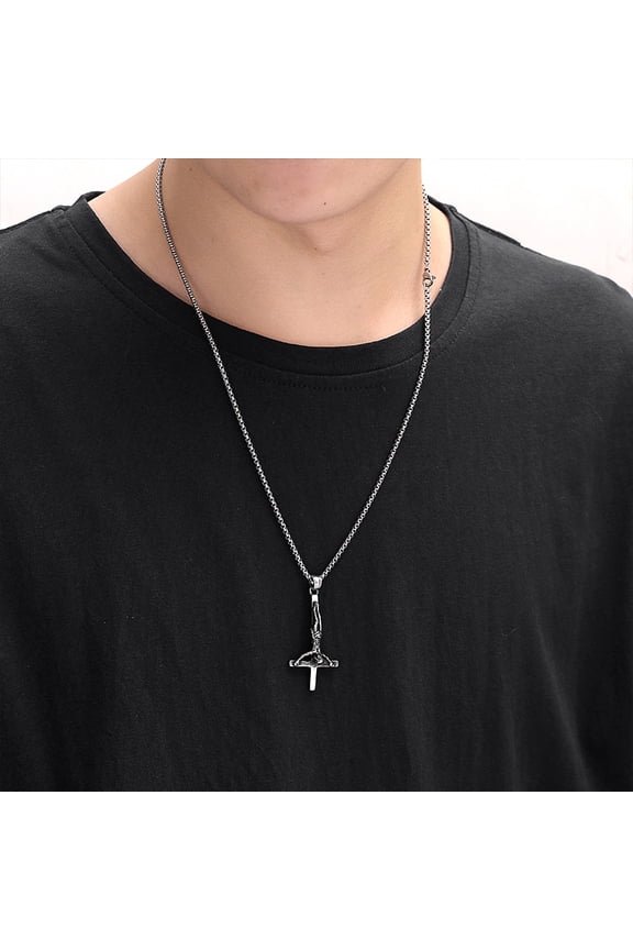 Stainless Steel Personalized Pendant Redemption Inverted Cross Charm Titanium Steel Men's And Women's Necklaces