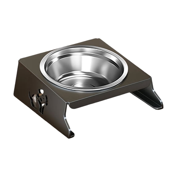 Stainless Steel Pet Bowl Elevated Dog Bowl Stand | Raised Dog Bowl Stand for Small Dogs | Black Single Pet Feeding Station