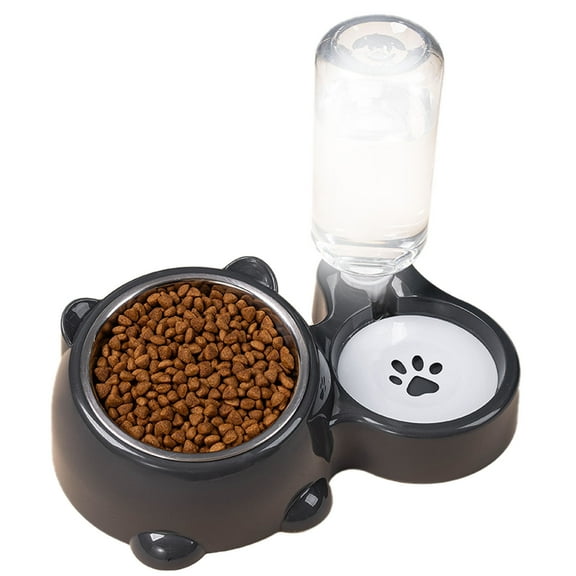 Stainless Steel Pet Bowl Feeder With Removable Cat Feeder And Water Dispenser Two In Partition Set For Indoor Use Slanted Design For Cats And Dogs Stainless Steel Construction