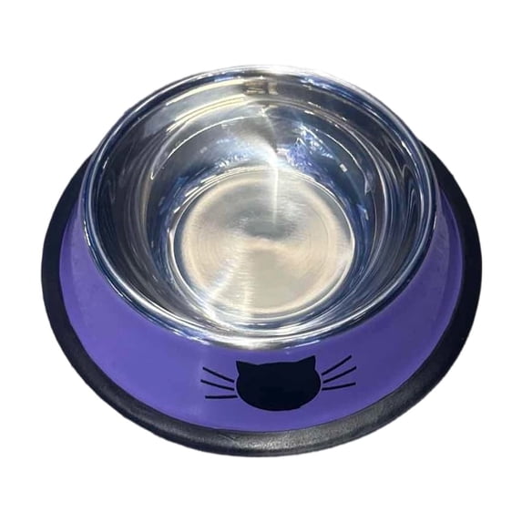 Stainless Steel Pet Bowl Non-Slip Purple 1 Pack For Cat And Dog Food Water Feeding