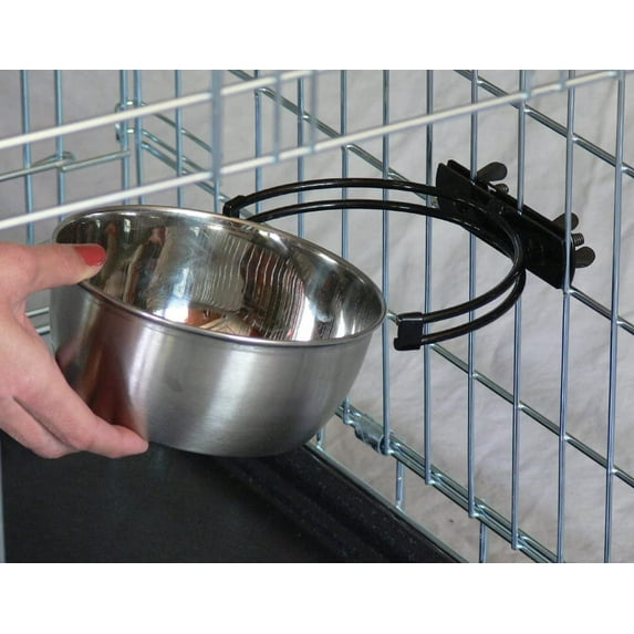 Stainless Steel Pet Bowl with No-Tip Design, 20 Oz, Mounts to Wire Crates, Rust-Resistant for Dogs & Cats