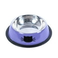 thumbnail image 1 of Stainless Steel Pet Bowl with Non-Slip Base - Cat Face Print Dog Food & Water Dish, 1 of 7