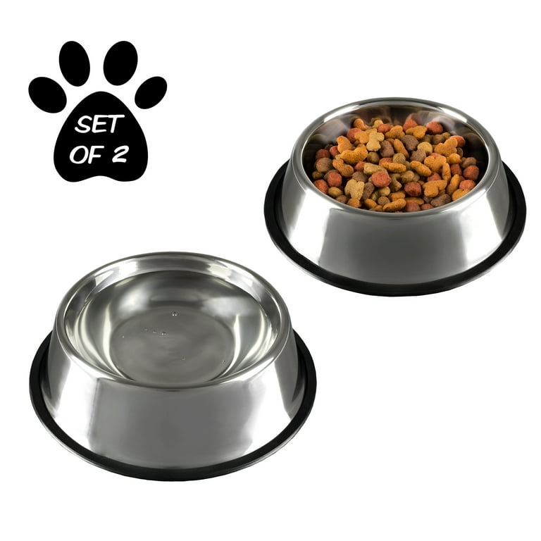 Set 2 32oz Stainless Steel Non-Slip Rubber Bottom Large Dog Pet Food Water Bowl Set 2 32oz Stainless Steel Non-Slip Rubber Bottom Large Dog Pet Food Water Bowl
