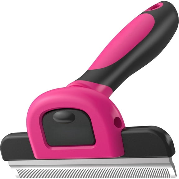 Stainless Steel Pet Deshedding Tool Grooming Brush,Reduces Shedding by Up to 95% - 4 inches(Pink)