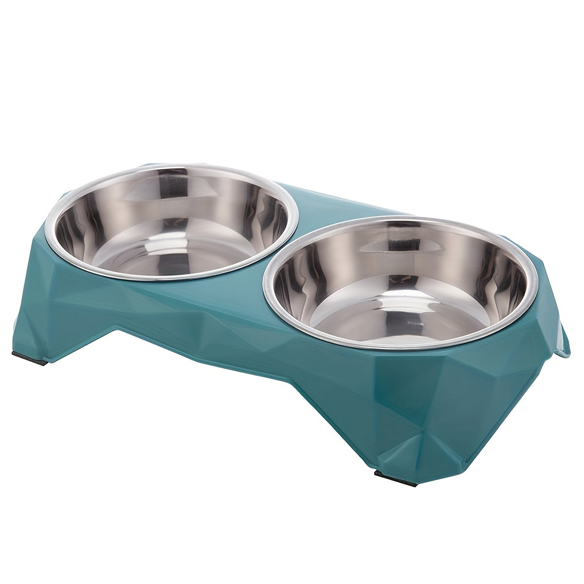 Stainless Steel Pet Double Bowl Upgraded Diamon Pattern Large Capacity Food Bowl for Dog Cat Non-slip Pet Water Feeder Bowls
