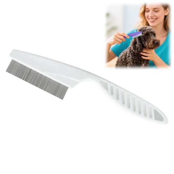 Stainless Steel Pet Flea Removal Comb, Non‑Slip Handle Grooming Brush For Detangling Loose Fur, Tear Stain Cleaning For Cats And Dogs