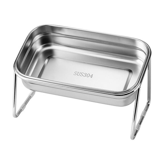 Stainless Steel Pet Food and Water Bowls Double Dish with Tilt Design, Non-Slip Bases, Easy to Clean, Protect Spinal Health, Suitable for Indoor & Outdoor Use