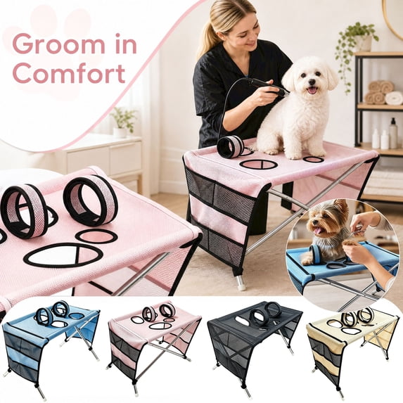 Stainless Steel Pet Grooming Table with Foldable X-Frame Legs, Dog Grooming Hammock for At-Home Bathing and Washing, Gift Set Dog Grooming Table 1 Pack