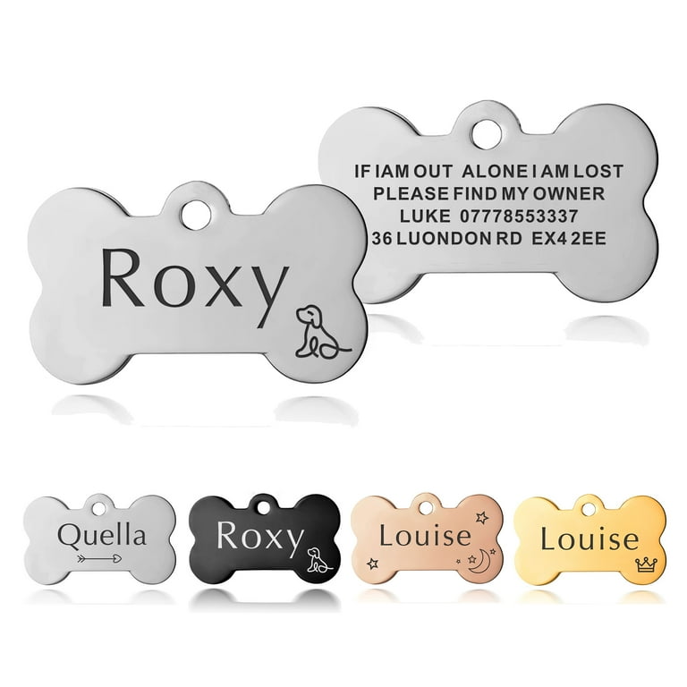 Stainless Steel Pet ID Tags Personalized Dog Tags and Cat Tags Custom Text Laser Engraved On Both Sides Multiple Colors Sizes