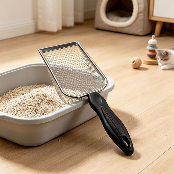Stainless Steel Pet Litter Scoop Shovel - Cat Dog Poop Cleaner with Sieve Clumping Litter Sifter Waste Collector for Small Animals