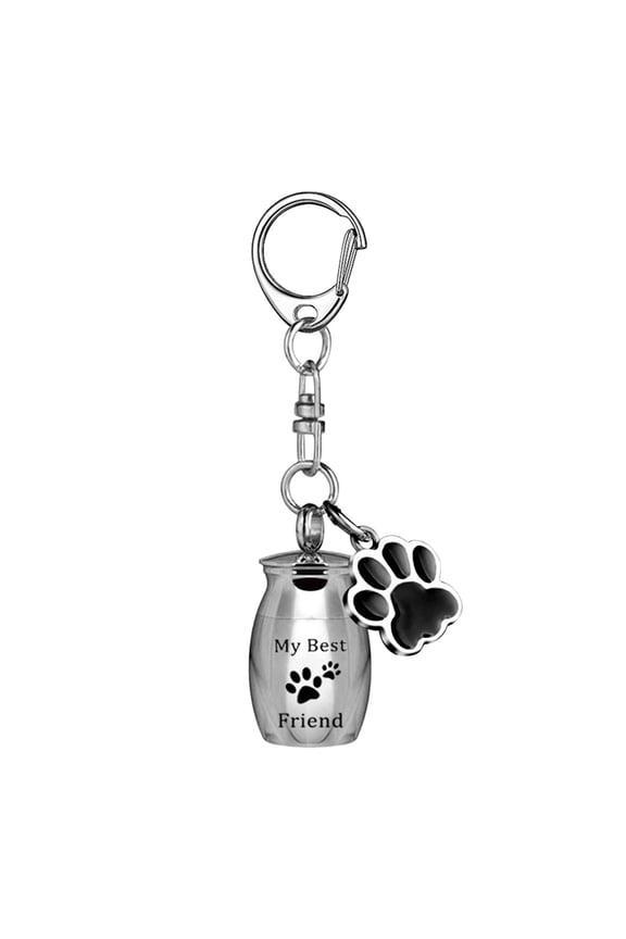 Stainless Steel Pet Memorial Keychain Keepsake Urn Pendant for Ashes or Hair Small Pet Cremation Jewelry Memorial Keychain for Dog Cat Pet Loss Gift Remembrance Keychain 0.98 x 0.63 x 0.39 inches
