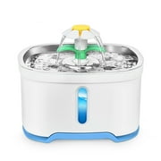 Stainless Steel Pet Water Fountain with Adapter, 84oz/2.5L Automatic Cat Water Fountain Dog Water Dispenser for Cats, Dogs, Birds, Multiple Pets Blue