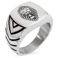 thumbnail image 1 of Stainless Steel Pharaoh Lion King Chevron Pattern Biker Style Polished Ring, 1 of 1