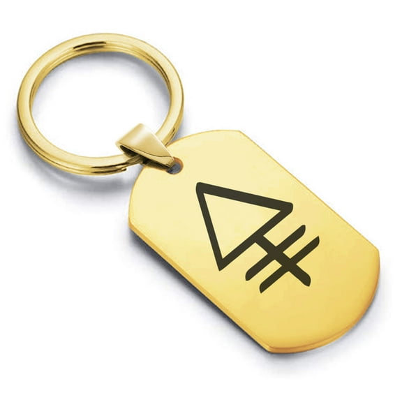 Stainless Steel Phosphorus Alchemy Symbol Dog Tag Keychain Circle Ring