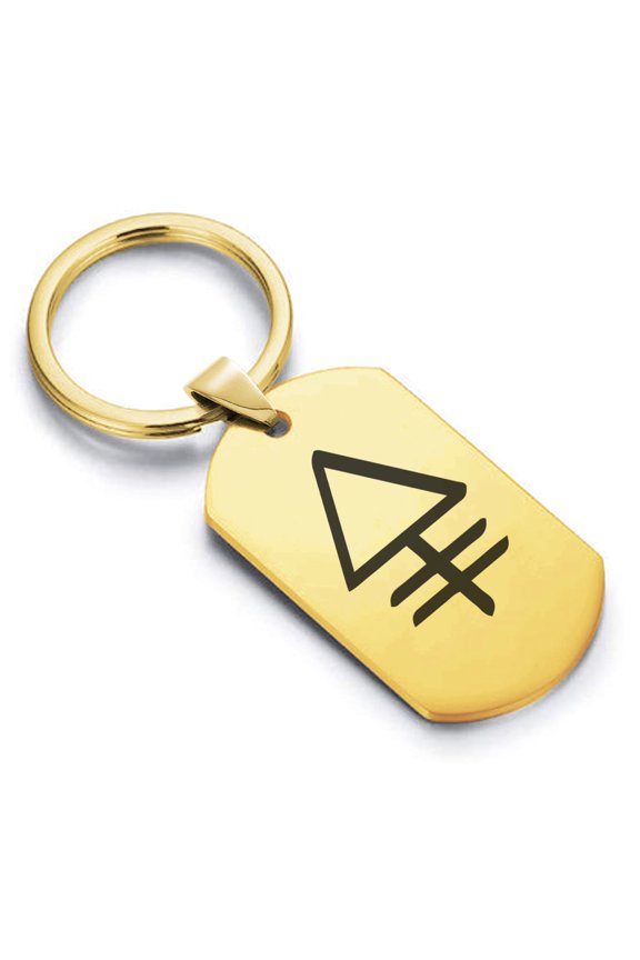Stainless Steel Phosphorus Alchemy Symbol Dog Tag Keychain Circle Ring