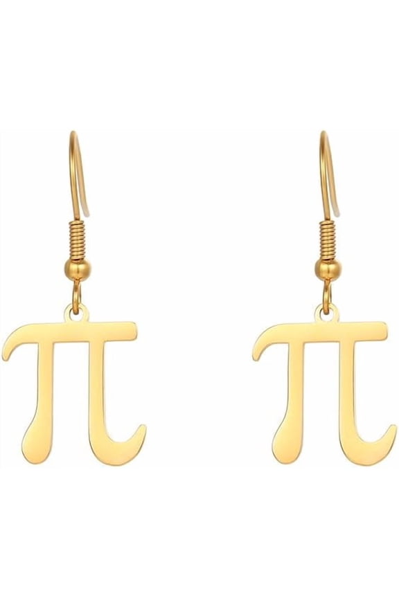 Stainless Steel Pi Sign Drop Earrings Women 18K Gold Plated Science Jewelry Earrings, Style K7594