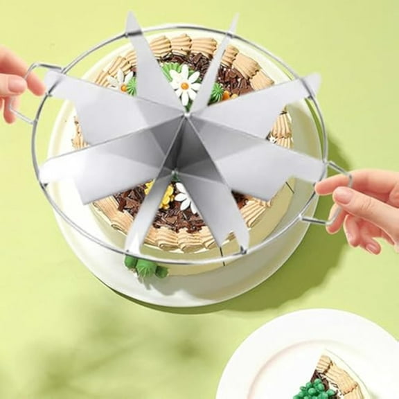 Stainless Steel Pie Cutter, 13.39 Inches Diameter Cake Knives Rust Proof Cake Divider with Side Handle Press, Non Stick Pie Cutting Divider for Cookie Pizza Cheesecake (8 cut)