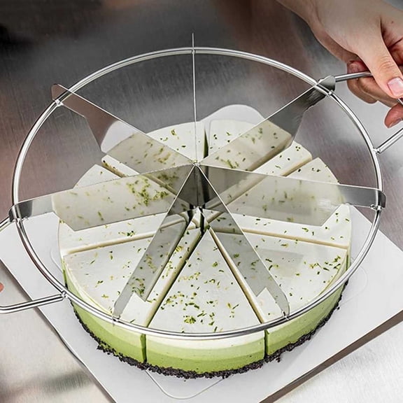 Stainless Steel Pie Cutter and Pizza Slicer, Side Handles Cake Divider, 7 Equal Portion Circular Slicing Tool for Baking,B - 31cm