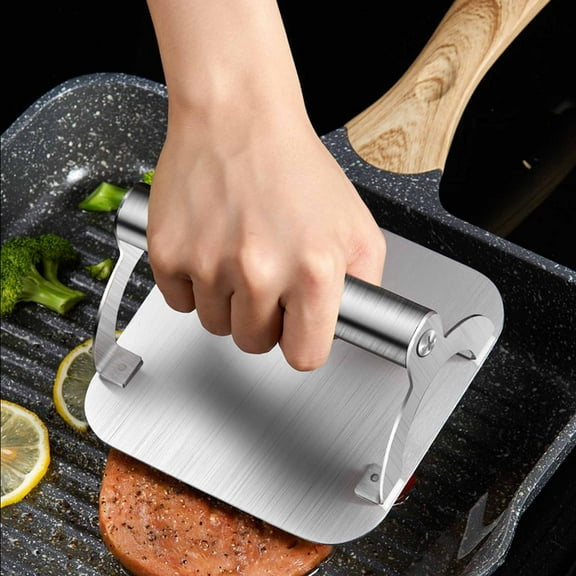 Stainless Steel Pie Press, Hamburger Press, Meat Press, Commercial Grade, Heavy-Duty, Home Cooks, Baking, Grilling, Food Prep, Squid Presser TOPLIU