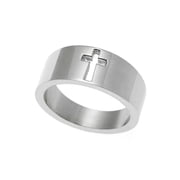 Stainless Steel Pierced Cross Ring - Subtle Christian Faith Jewelry size 9