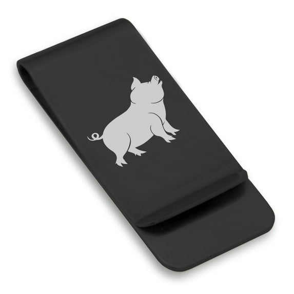Stainless Steel Pig Good Luck Charm Classic Slim Money Clip Credit Card Holder