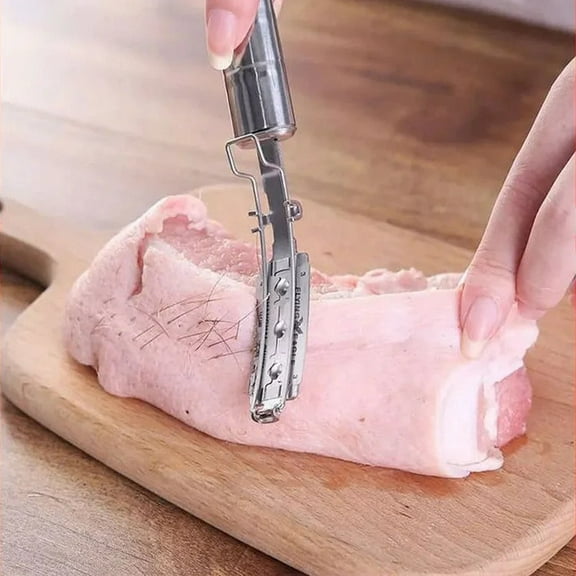 Stainless Steel Pig Hair Removal Tool, Durable Ergonomic Scraper for Efficient Hog Cattle Hair Cleaning High-Performance Farm Butchery Tool for Livestock Processing
