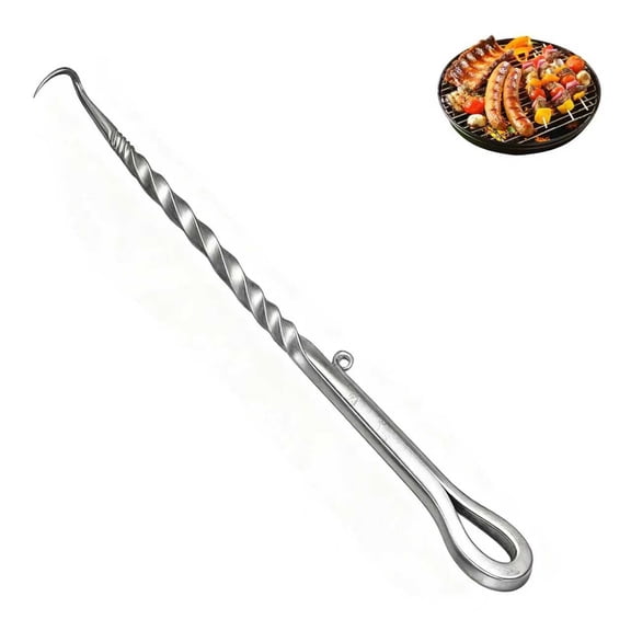 Stainless Steel Pig Tail Meat Flippers, Meat Hook Flipper, BBQ Turner Hooks, Flip Cooking Hooks for Grilling, Smoking and Frying
