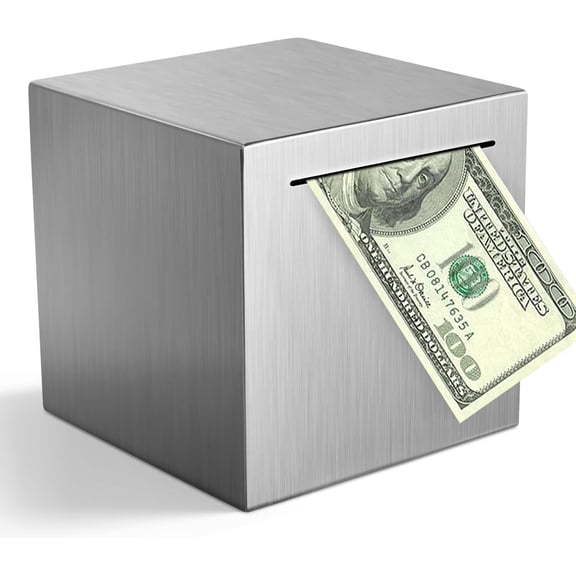 Stainless Steel Piggy Bank for Adults and Kids, Must Break to Open, 4.72 Inch, Savings Helper for Budgeting & Money Saving